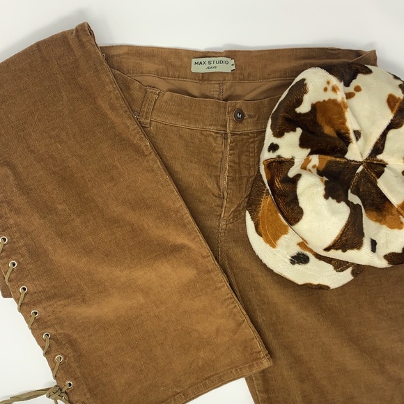 Brown Corduroy Max Studio Pants Retro Inspired - Picture 1 of 3